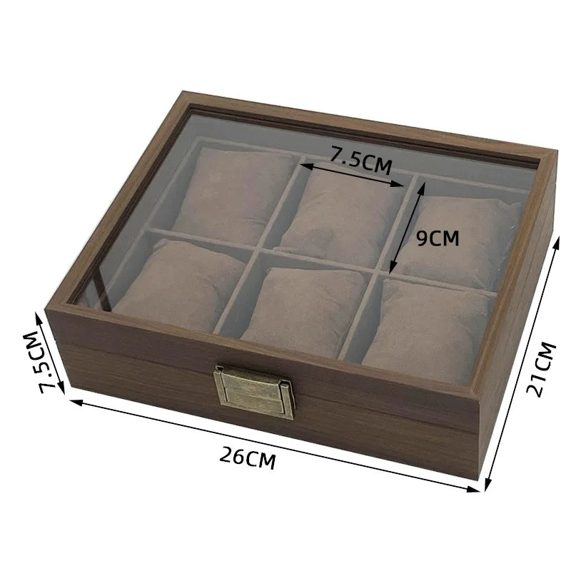 Кутија за часовници и накит дрвена 6ка
