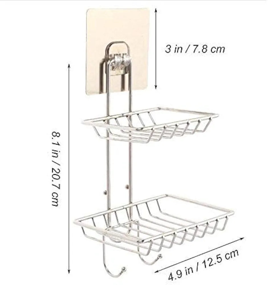 Држач за сапуни двоен хромиран со лепенка