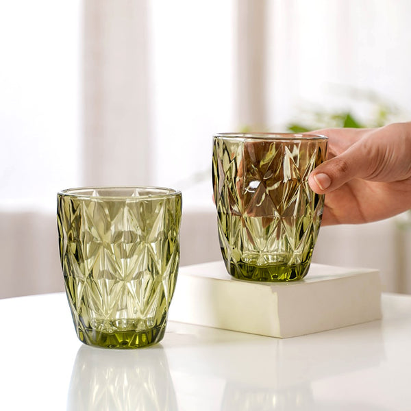 Сет 6 чаши стаклени зелени Diamond 250ml