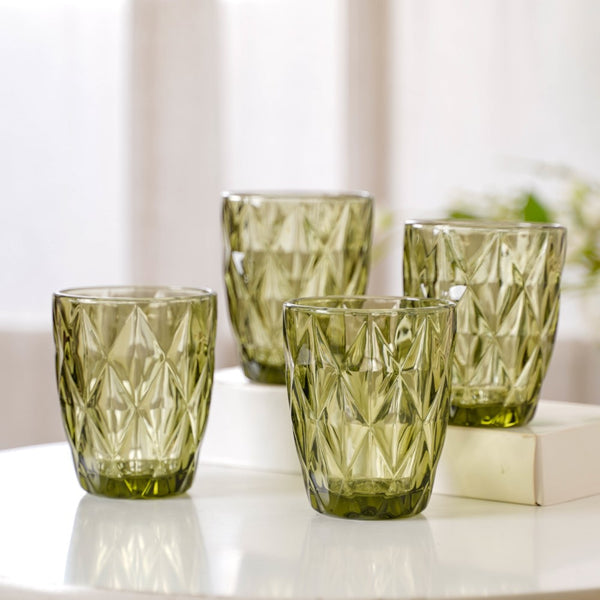 Сет 6 чаши стаклени зелени Diamond 250ml