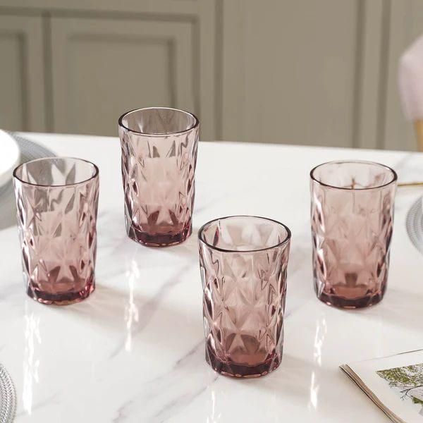 Сет 6 чаши стаклени розови Diamond 400ml