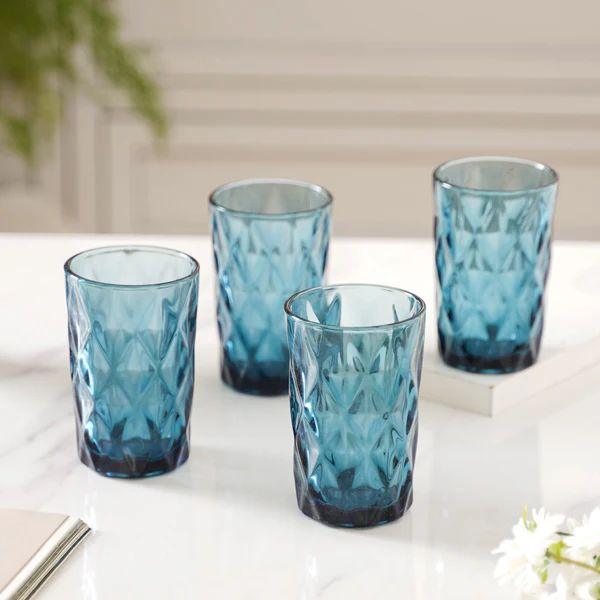Сет 6 чаши стаклени плави Diamond 400ml