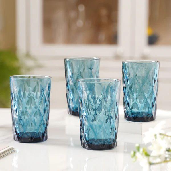 Сет 6 чаши стаклени плави Diamond 400ml