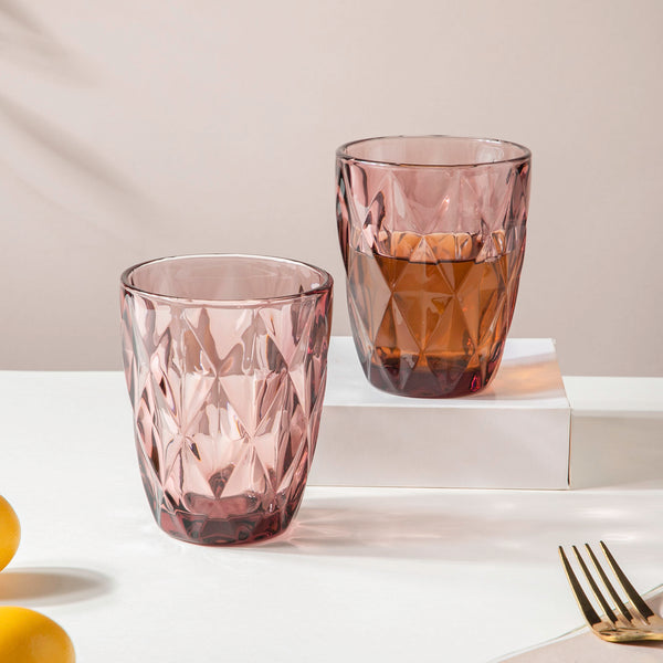 Сет 6 чаши стаклени розови Diamond 250ml