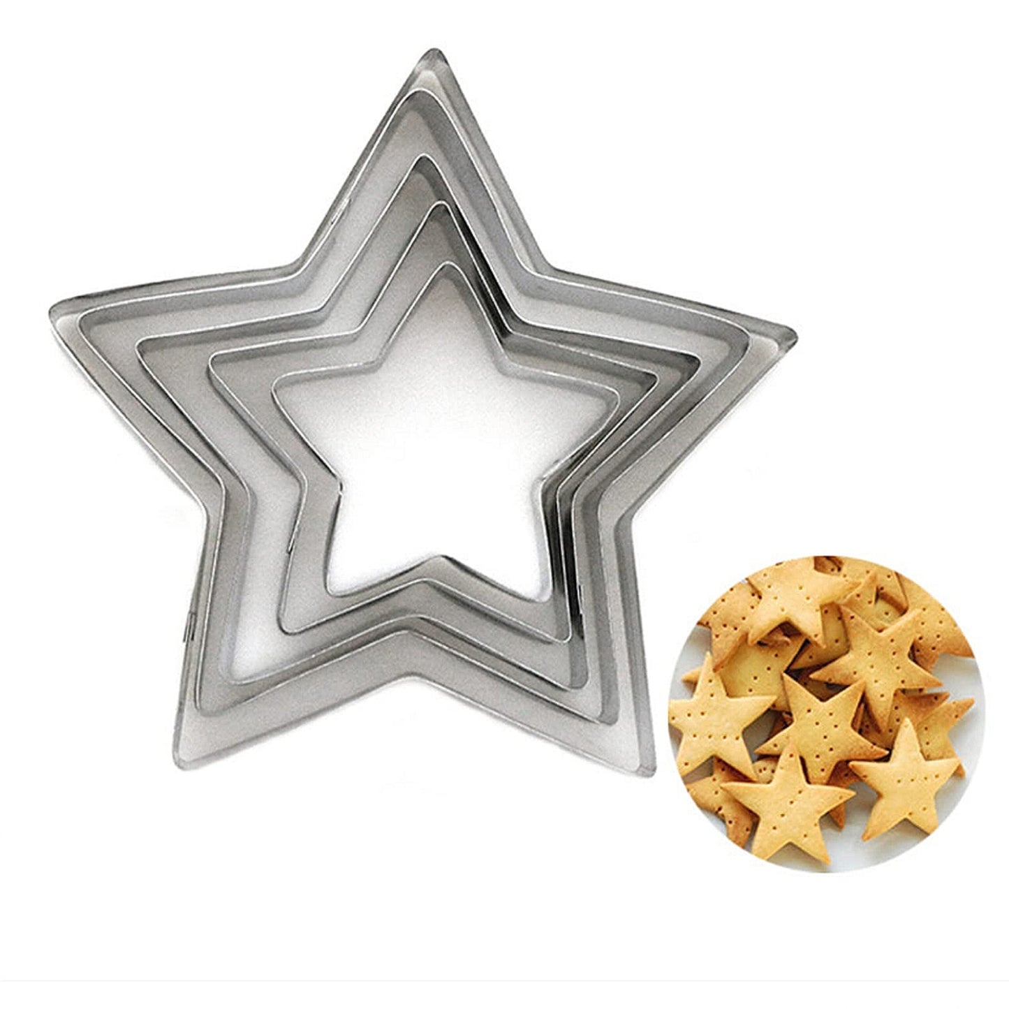 Метални калапи за колачи форма ѕвезди сет 5 парчиња