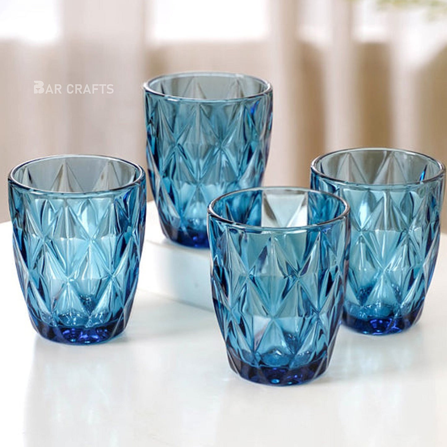 Сет 6 чаши стаклени плави Diamond 250ml