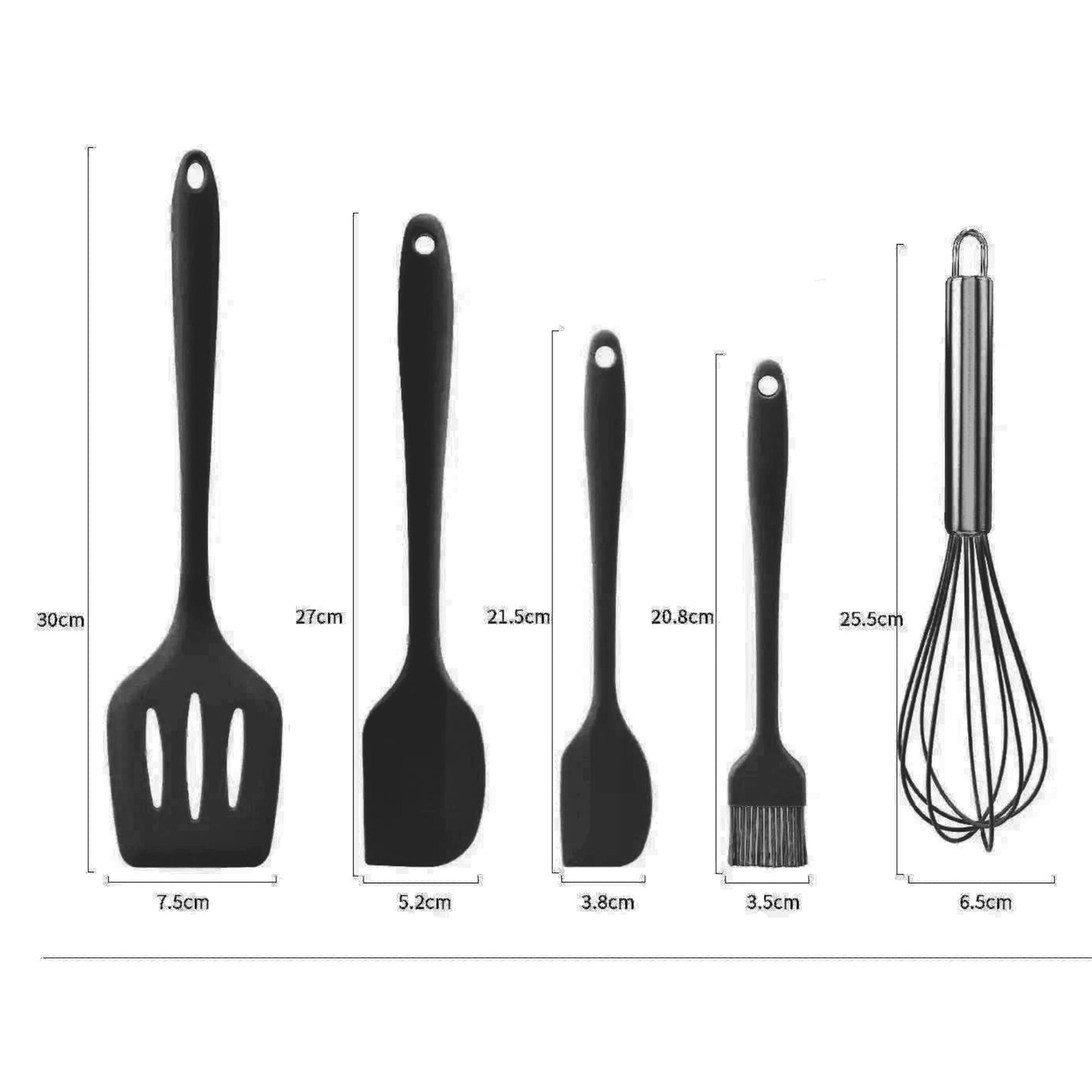 Сет силиконски прибор за кујна 5 парчиња црна боја