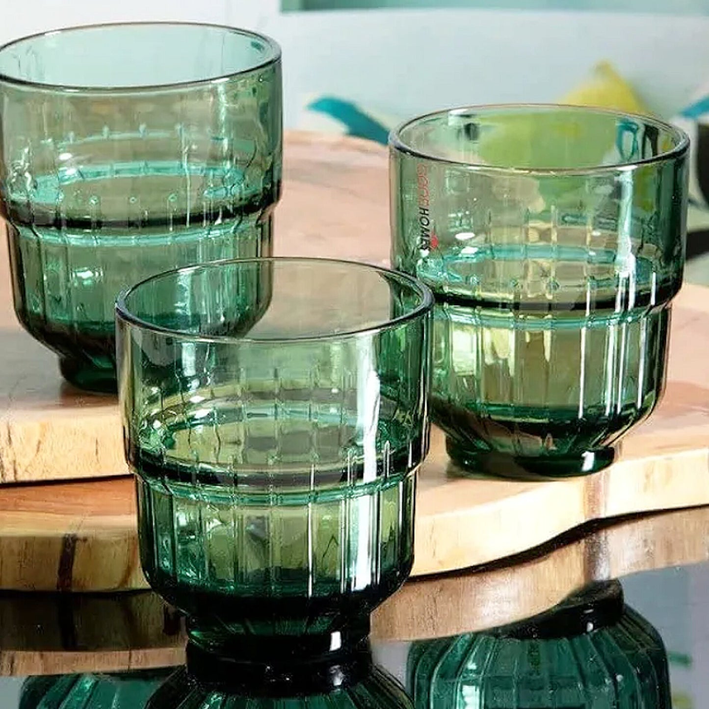 Сет 6 чаши стаклени зелени Tiffany 340ml