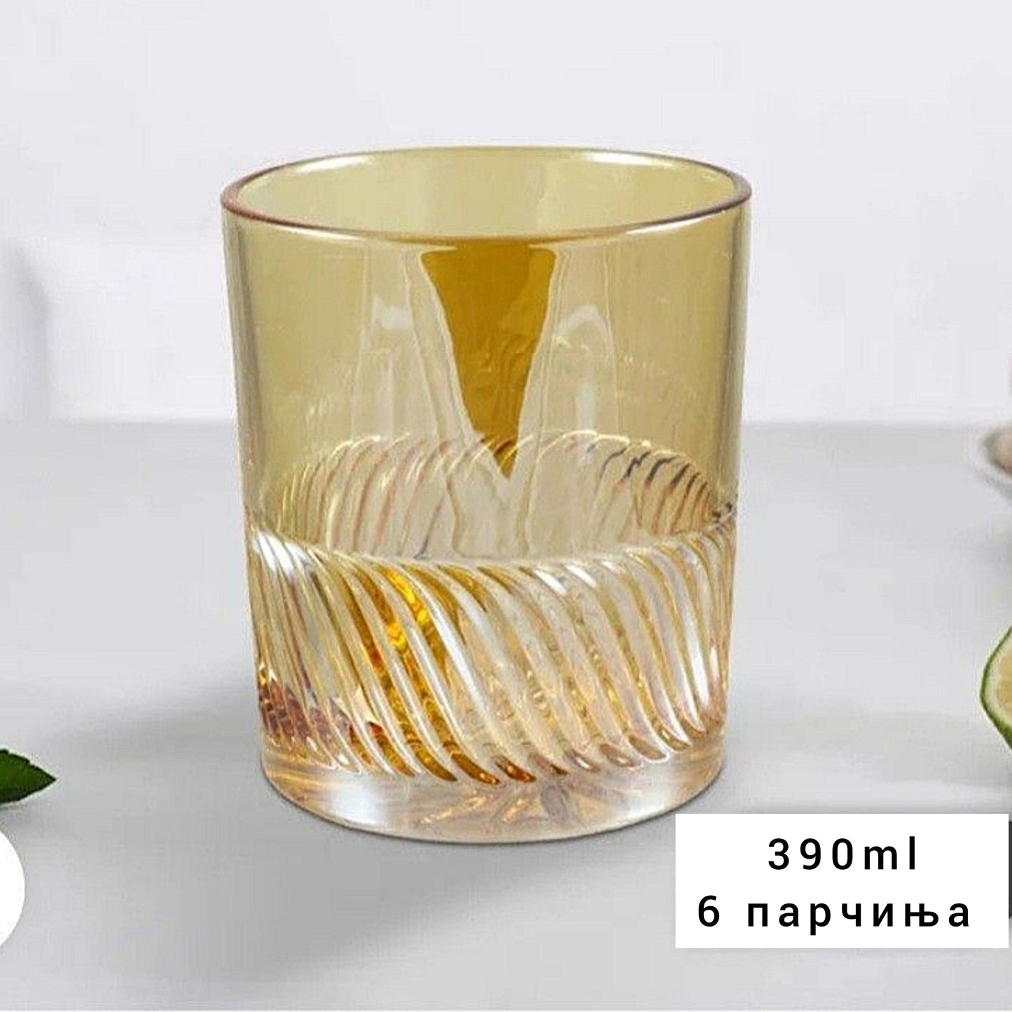 Сет 6 чаши стаклени опал кафени Royal 390ml