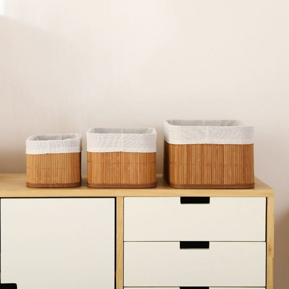 Кутии организатори бамбус правоаголни сет 3 парчиња