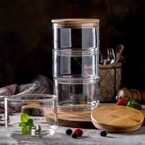 Садови тегли стаклени за чување храна со капак сет 3 парчиња x 450ml