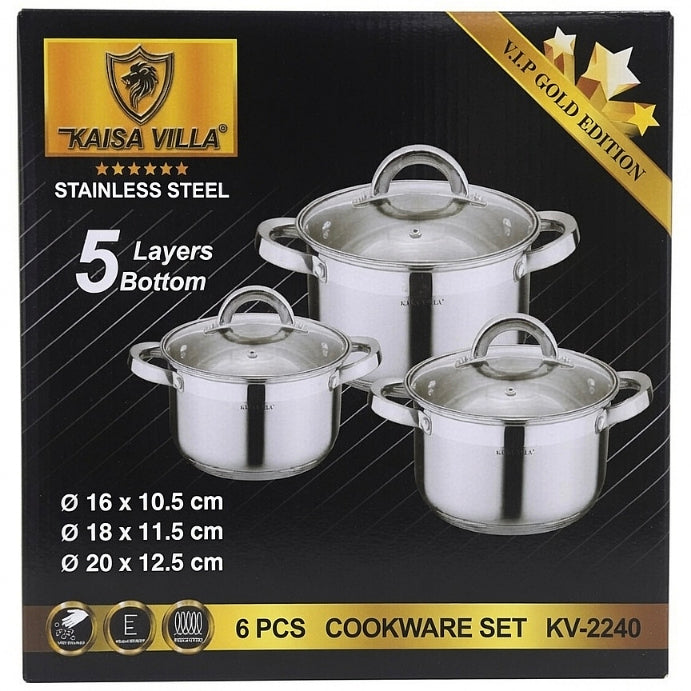 Тенџериња за готвење сет 3 16,18,20cm INOX KAISA VILLA