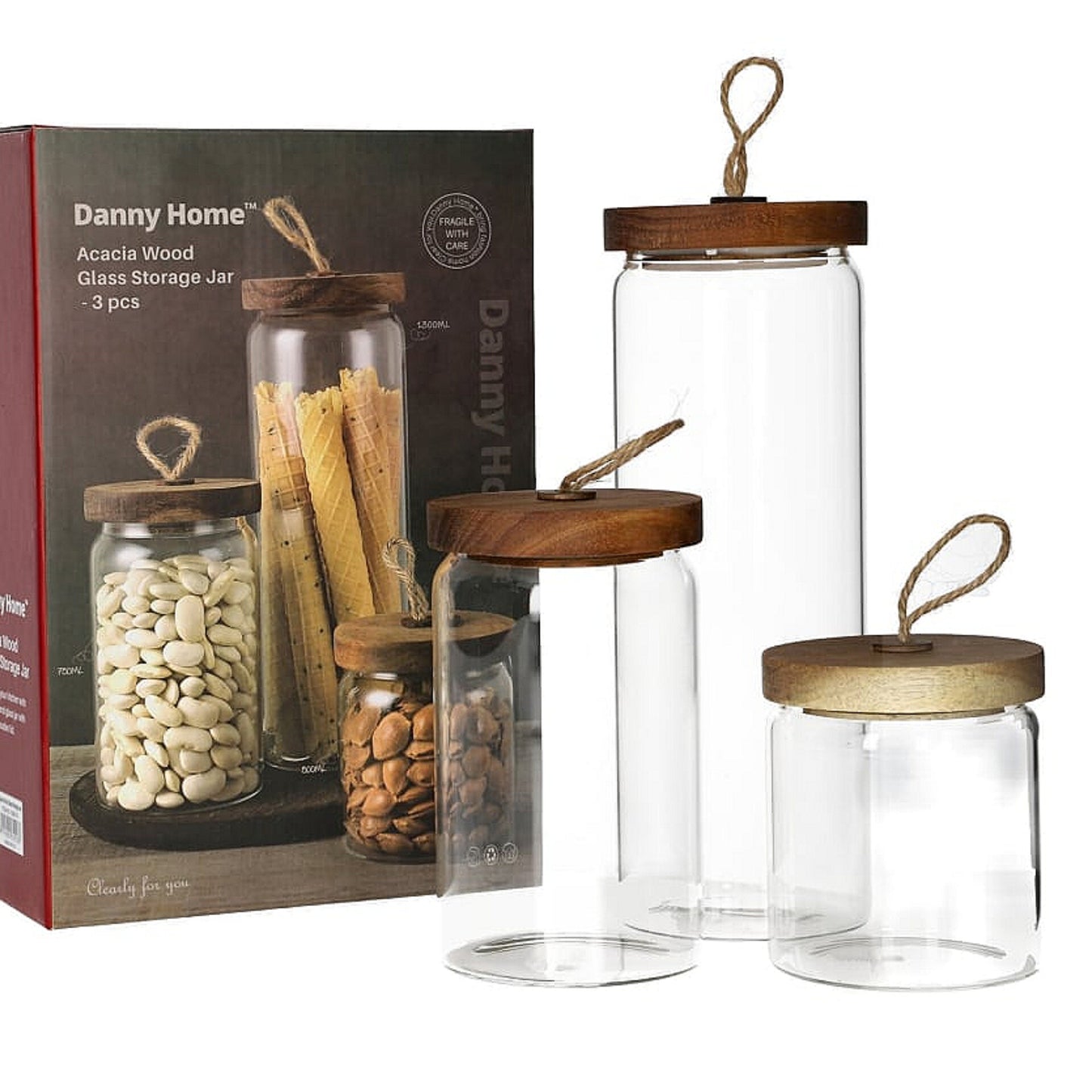 Тегли стаклени за чување храна со Асаcia капак Премиум