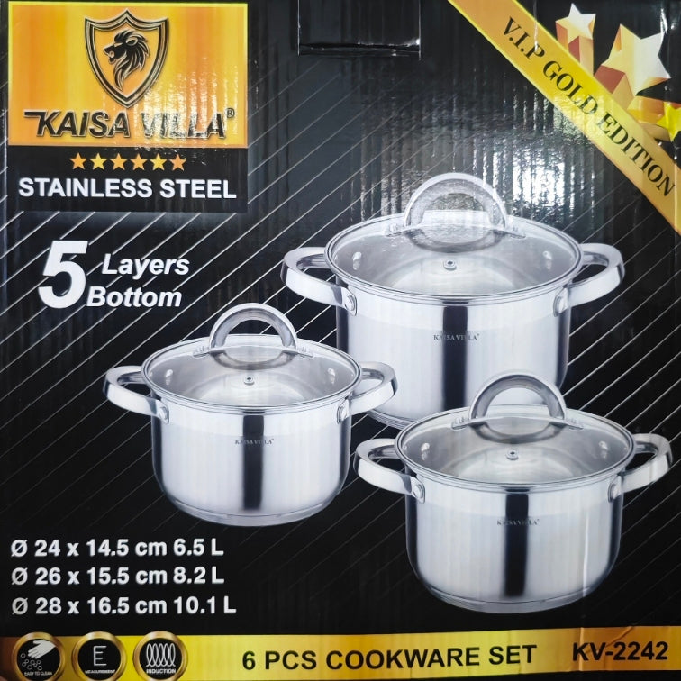 Тенџериња за готвење сет 3 24,26,28cm INOX KAISA VILLA