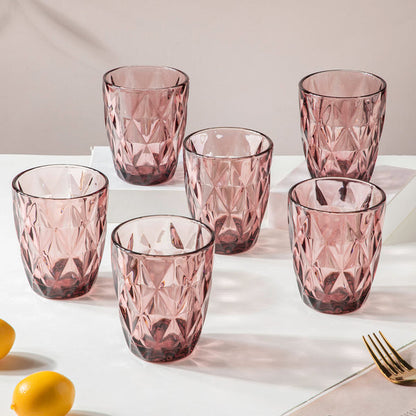 Сет 6 чаши стаклени розови Diamond  250ml