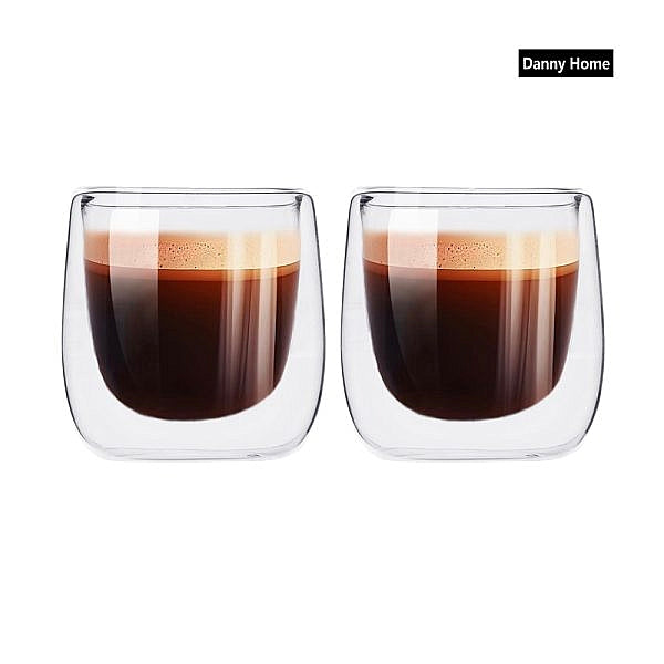 Стаклени чаши со двоен ѕид 80ml сет 2 парчиња