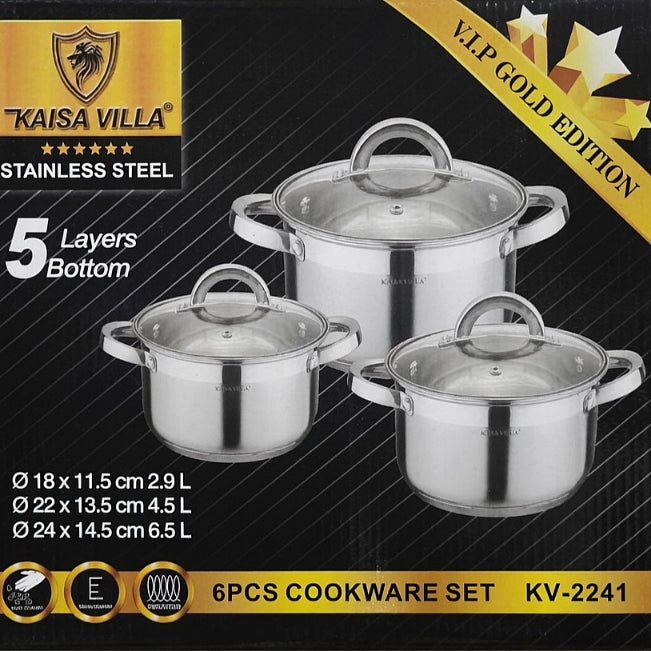 Тенџериња за готвење сет 3 18,22,24cm INOX KAISA VILLA