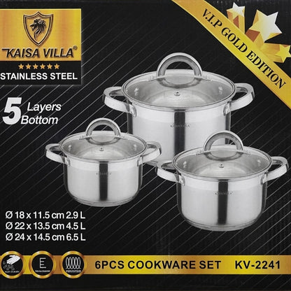 Тенџериња за готвење сет 3 18,22,24cm INOX KAISA VILLA
