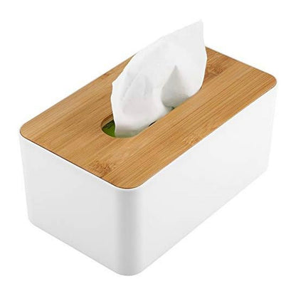 Држач за салфетки пластика со бамбус дрво капак