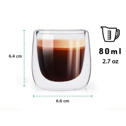 Стаклени чаши со двоен ѕид 80ml сет 2 парчиња