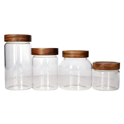 Садови тегли стаклени за храна со Акачиа капаци Premium