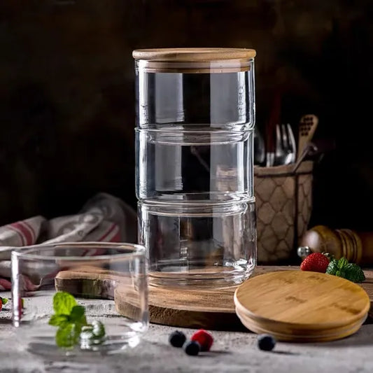 Садови тегли стаклени за чување храна со капак сет 3 парчиња x 450ml