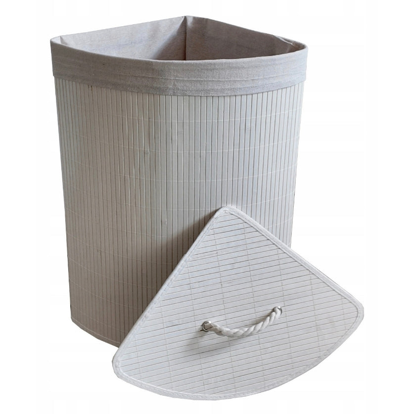 Корпа за веш, алишта аголна со капак бамбус