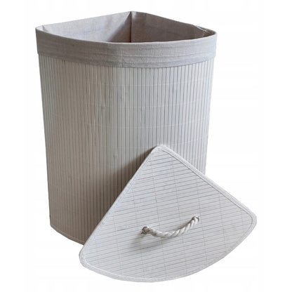 Корпа за веш, алишта аголна со капак бамбус