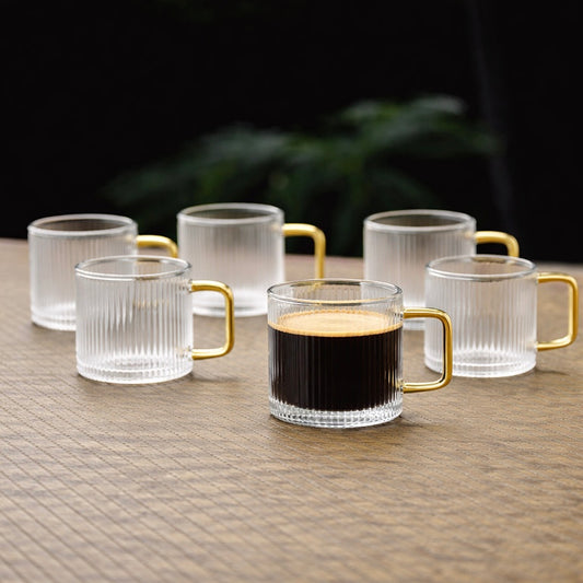 Стакленa чаши шољи со рачка LINE 150ml сет 6 парчиња