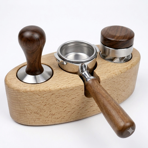 Подлога за тампирање и чување алати за еспресо Premium Wood