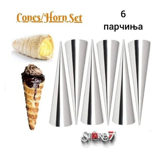 Метални форми за грклани,каноли,корнети конусни 6 парчиња