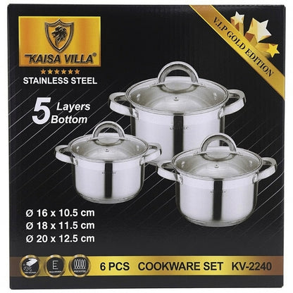 Тенџериња за готвење сет 3 16,18,20cm INOX KAISA VILLA