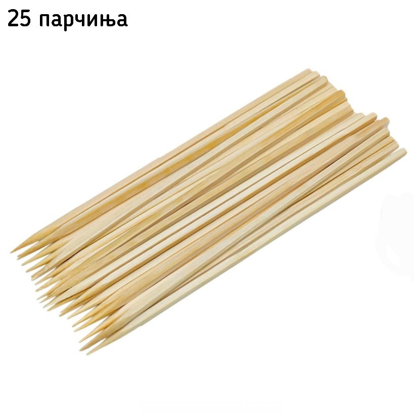 Стапчиња плоснати за скара сет 25 парчиња дрвени 25,30,35,40cm