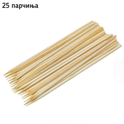 Стапчиња плоснати за скара сет 25 парчиња дрвени 25,30,35,40cm