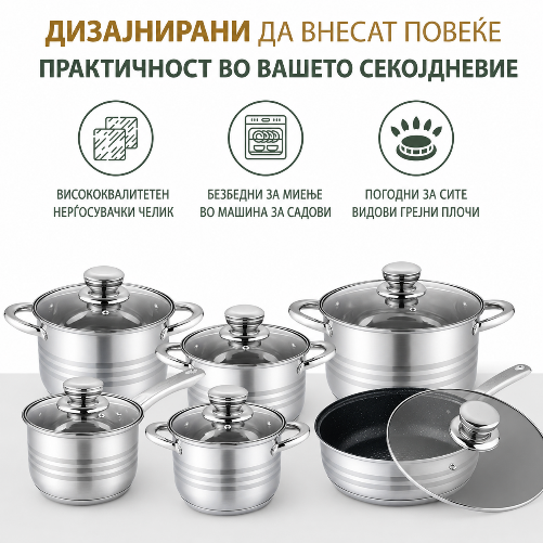 Тенџериња за готвење сет 6 INOX KAISA VILLA