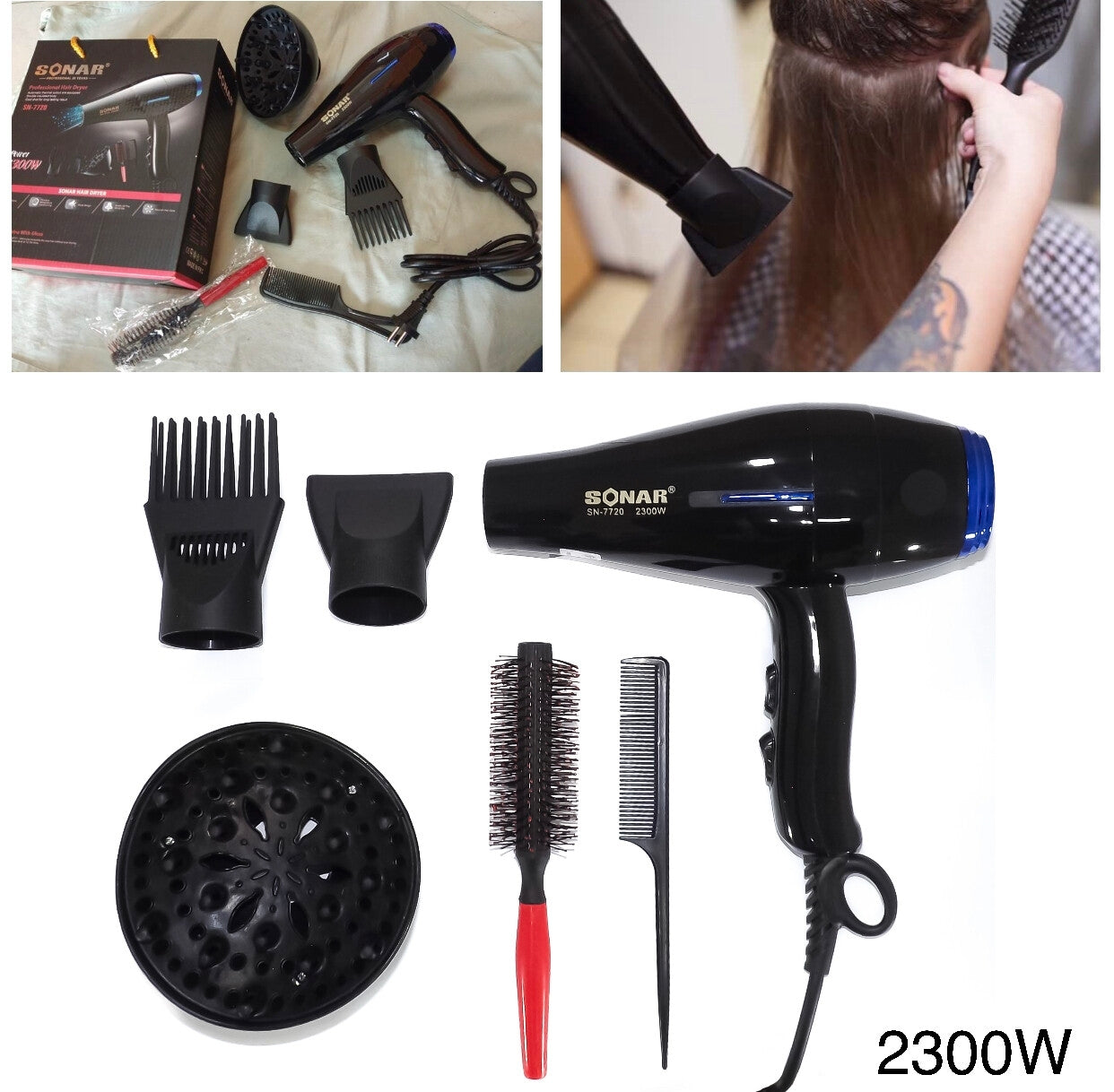 Фен за коса со 5 додатоци 2300W
